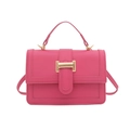 Borsa a tracolla minimalista rosso rosa in pelle PU liscia con fibbia dorata - Rosa