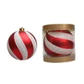 15cm red and white striped Christmas pumpkin ball decoration with transparent gift box - 15cm Red & White Spiral 1pc (15BC1-H19)