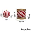 Single 15cm red and white striped Christmas pumpkin ball ornament in transparent gift box - 15cm Red & White Pumpkin 1pc (15ZDC1)