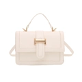Borsa a tracolla quadrata minimalista in ecopelle bianco crema con fibbia dorata - Bianco