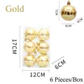 Pack of 6 golden Christmas balls with white geometric mesh pattern, size 6-7cm diameter - Circle Pattern Gold