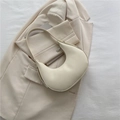 French style creamy white half-moon underarm bag with smooth leather finish - White