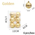 6er-Set goldene Weihnachtskugeln mit weißen Wellenmustern in einer 17x12cm Box - 6er Set / Wellenmuster Gold