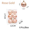 6er-Set roségoldene 6cm Weihnachtskugeln mit weißer Wellentextur in Klarsichtbox - 6er Set / Roségold mit Z-Muster