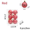 Rote 6cm Weihnachtskugeln mit weißem Glitzer-Wellenmuster im 6er Set Box - 6er Set / Wellenmuster Rot