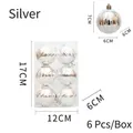 6er-Set silberne Weihnachtskugeln mit weißer Textur in Klarsichtverpackung, 6 cm - 6er Set / Wellenmuster Silber