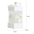 White Christmas lantern in gift box shape with angel print and bow, 12cm height - White
