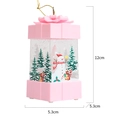Christmas gift box lantern with snowman scene print and pink lid, size 12x5.3cm - Pink