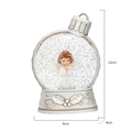 Lanterna ad acqua decorativa con angelo e glitter argento, forma rotonda da 13 cm - Angelo