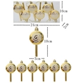 Dettaglio con dimensioni di 6 lecca-lecca dorati per decorazione albero di Natale - Oro