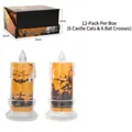 Set di 12 candele LED arancioni per Halloween con sagome di pipistrelli e castelli stregati - 12 Pz/Scatola