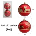 Set de 2 bolas de Navidad rojas de 10cm con dibujos dorados brillantes en caja clara - 10cm / Rojo
