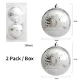 Bolas de Navidad plateadas de 10cm con diseño de ciervo, set de 2 en caja clara - 10cm / Plateado