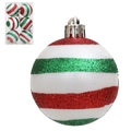 Set di palline di Natale da 6 cm con strisce glitterate rosse e verdi e scatola - Anello Rosso Verde E Bianco Da 6 Cm (s24) / 6cm