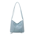 Borsa a secchiello celeste con fiocco decorativo e finitura in ecopelle per donna - Blu