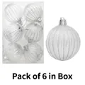 Set di 6 palline di Natale trasparenti in plastica con motivi glitterati argentati - Specifica Predefinita / Argento