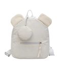 Cream corduroy mini backpack with cute bear ears and matching round coin purse - Off White
