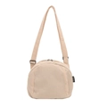 Bolso bandolera de pana beige minimalista con correa ajustable y doble cremallera - Blanco