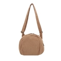Bolso bandolera de pana marrón caramelo con correa ajustable y diseño minimalista de arco - Caqui