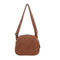 Bolso bandolera de pana marrón en forma de media luna con correa ancha ajustable - Marrón