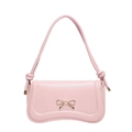 Pink crossbody bag with golden bow clasp and decorative knot strap details - Pink
