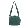 Dunkelgrüne Cord-Schultertasche in Muschelform mit Textur und Doppelreißverschluss - Dunkelgrün