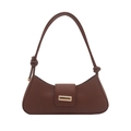 Minimalistische französische Schultertasche in Dunkelbraun mit goldener Schnalle - Braun
