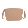 Minimalistische hellbraune Umhängetasche in eleganter Mattoptik mit geprägtem Schriftzug - Khaki