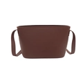 Braune minimalistische Umhängetasche aus mattem Leder mit geprägtem FANYISSA-Logo - Braun