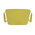 Front view of stylish lime green bucket bag with FANYISSA embossing and shoulder strap - Green