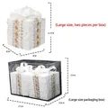 White glitter lace Christmas gift box ornament with ribbon bow and rhinestone accents - 8x8x11.5cm / Large White