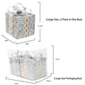 Silberne Glitzer-Weihnachtsgeschenkbox-Anhänger mit Schleifen in PET-Verpackung - 8x8x11.5cm / Großes Silber