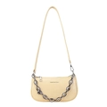 Borsa baguette giallo crema con catena argento e tracolla staccabile da donna - Giallo