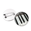 Round piano keys heart-shaped badge pin with a glossy glass finish and secure metal backing - Classic Piano Keys (JY007517-1)