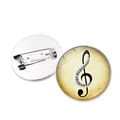 Vintage heart piano key music note brooch with glass dome and metal pin base - Vintage Clef and Piano Keys (JY007517-3)