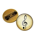 Spilla vintage in bronzo con tastiera di pianoforte e note musicali in vetro - Chiave di Violino Tastiera di Pianoforte Stile (JY007518-3)