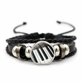 Pulsera de cuero trenzado con teclas de piano y cuentas metálicas de música - Estilo Teclas de Piano Clásico (JY007515-1)