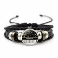 Pulsera de música de cuero trenzado con teclas de piano corazón y nombre Rebecca - Estilo Personalizado Notas Teclas de Piano (JY007515-4)