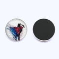 Round ballet dancer silhouette glass magnet with colorful watercolor art and magnetic back - Red And Blue Ink Art Dancer (JY007577-3)