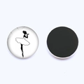 Ballerina silhouette glass magnet showing front graphic and black magnetic back side - Blowing Kiss Black Silhouette (JY007577-4)