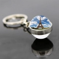 Llavero de la Torre Eiffel con colgante de bola de cristal de doble cara y aro de metal - Estilo Cielo Azul Fresco (JY007582-3)