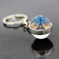 Paris Eiffel Tower keychain featuring a sunset glass ball pendant with silver metal ring - Sunset Glow Style (JY007582-8)