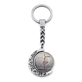 Silver ballerina keychain with double-sided rotating moon pendant and glass gem - Pink Tutu Elegant Style (JY007575-5)