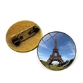Broche tour Eiffel vintage en bronze avec dôme en verre et épingle de sûreté - Paysage de Jour (JY007587-1)