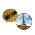 Broche de cristal vintage de la Torre Eiffel en bronce con vista frontal y posterior - Torre Romántica (JY007587-2)