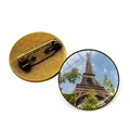 Broche vintage Tour Eiffel avec base en bronze et dôme en verre pour hommes et femmes - Photographie de Paysage (JY007587-4)