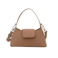 Retro camel PU-lederen schoudertas met handvat en verstelbare riem op witte achtergrond - Khaki