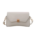 Borsa a tracolla beige minimalista con fibbia rettangolare dorata in ecopelle PU - Bianco
