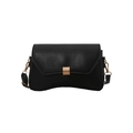 Borsa baguette nera minimalista con base curva e fibbia in metallo dorato - Nero