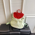 Japanese style watermelon backpack with green nylon body and red seed pattern flap - Watermelon Style (QS-9848) / Green
